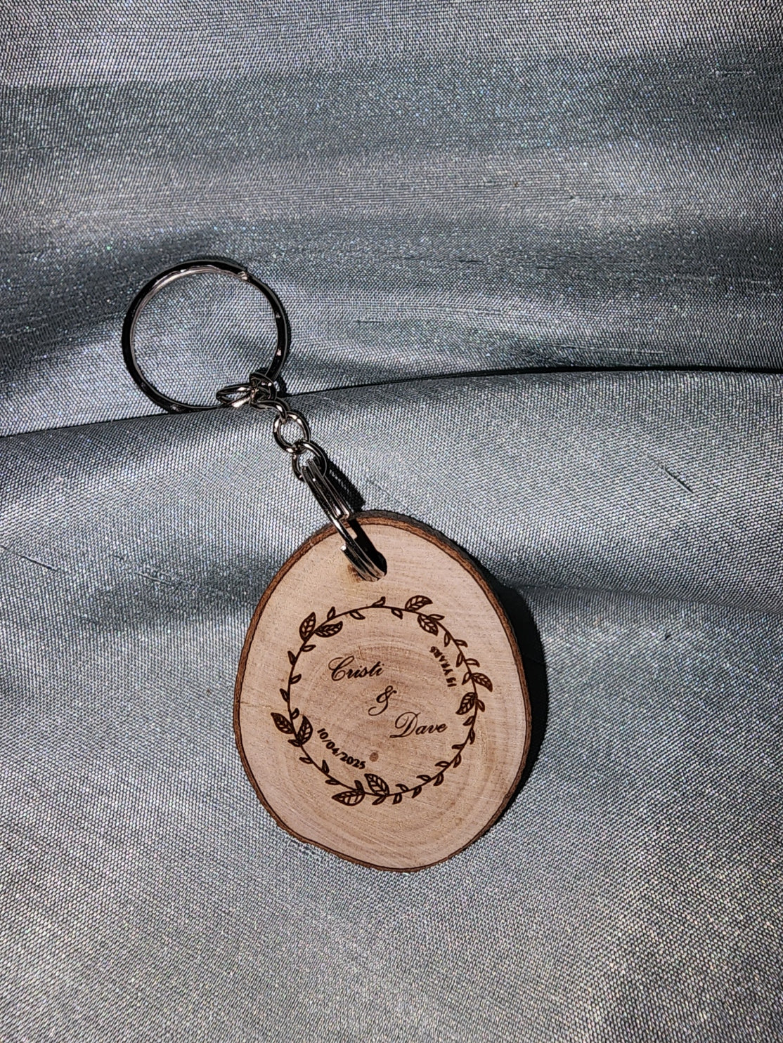 Custom Engraved Olive Wood Keyring