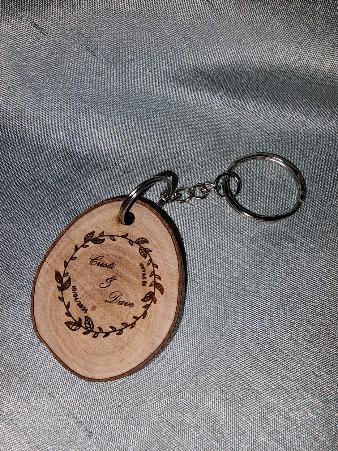 Custom Engraved Olive Wood Keyring