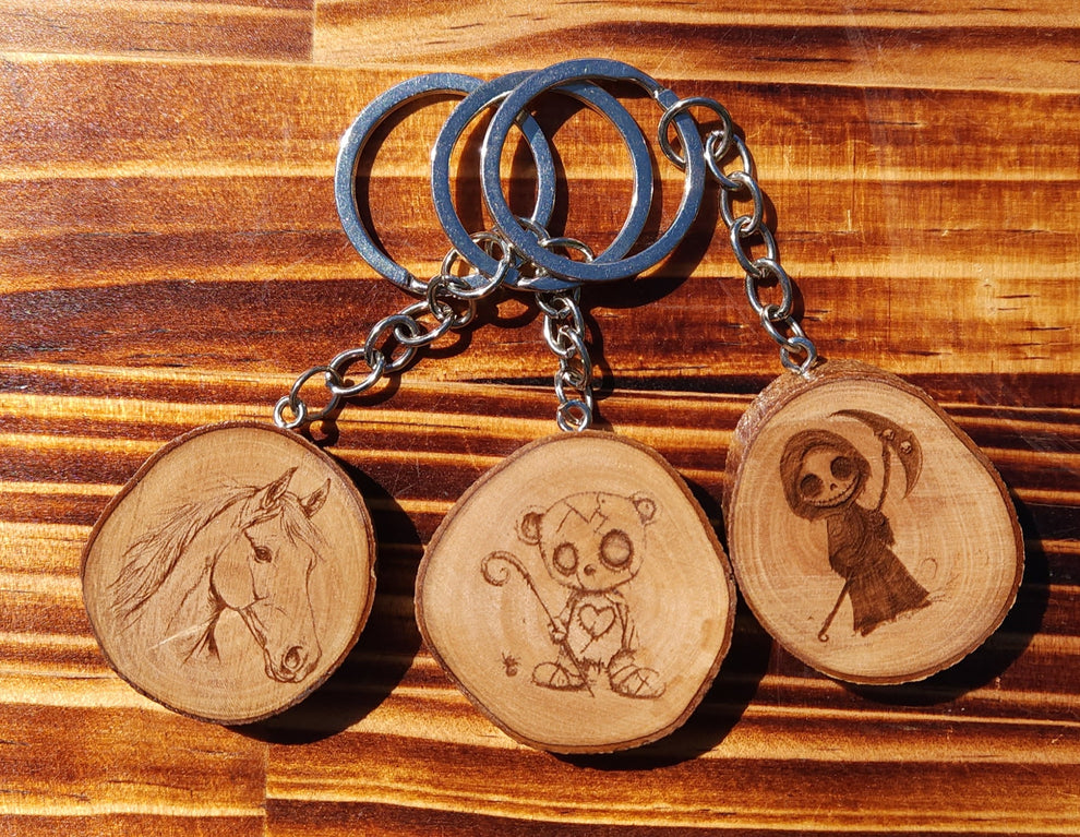 Custom Engraved Olive Wood Keyring – Black Magic Forge