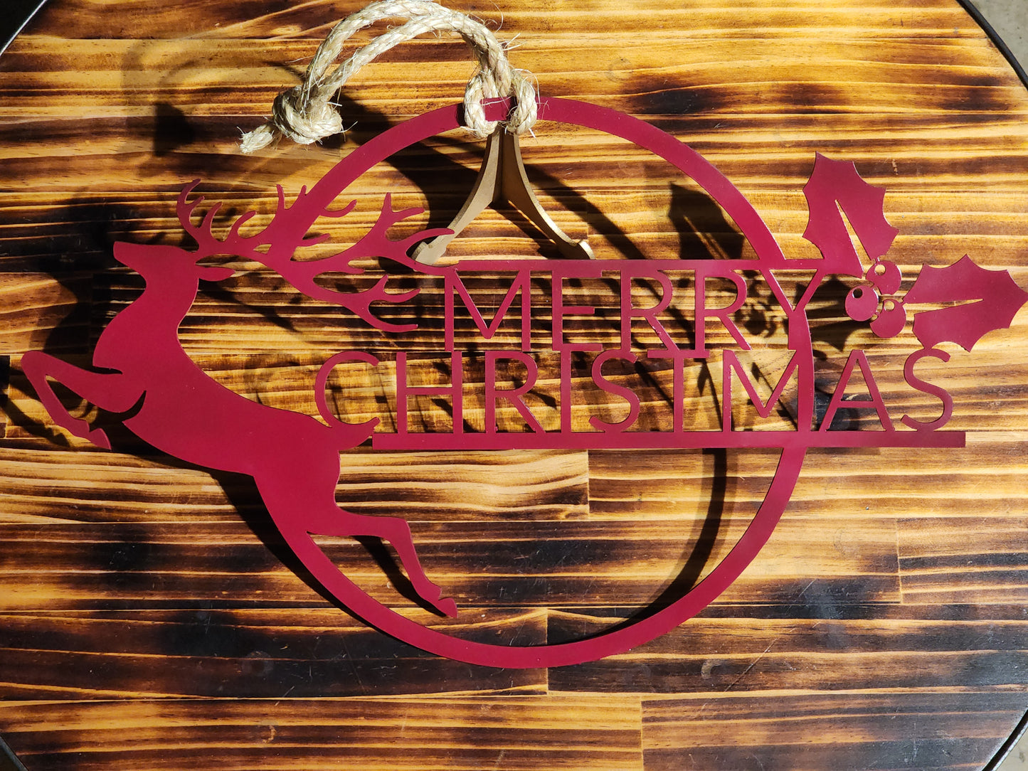 Merry Christmas Sign - Cherry Red