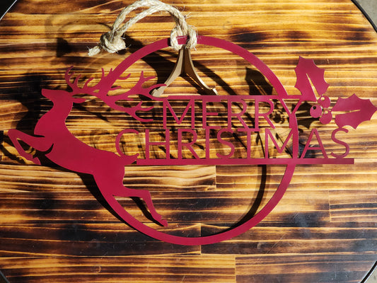 Merry Christmas Sign - Cherry Red